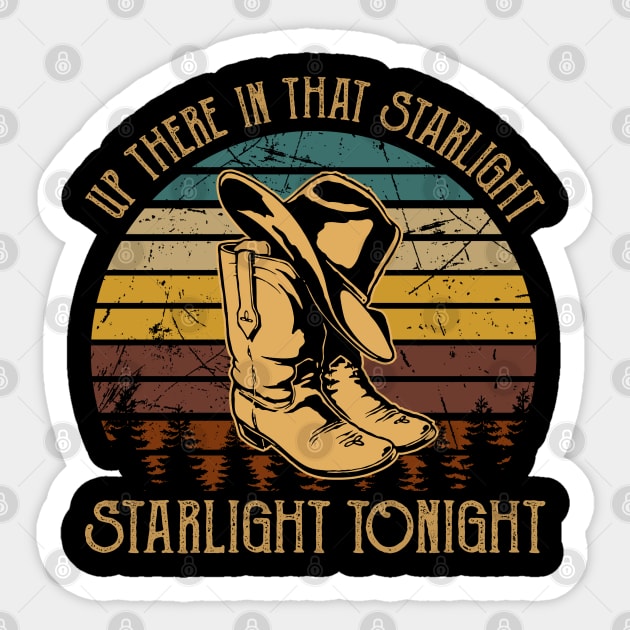 Up There In That Starlight, Starlight Tonight Cowboy Boots Hat Country Sticker by Chocolate Candies